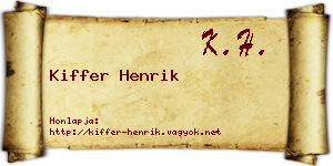 Kiffer Henrik névjegykártya
